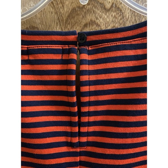 J. Crew Red and Navy Blue Striped Ruffle Hem Tank Top Size XL Button Back - Picture 11 of 11